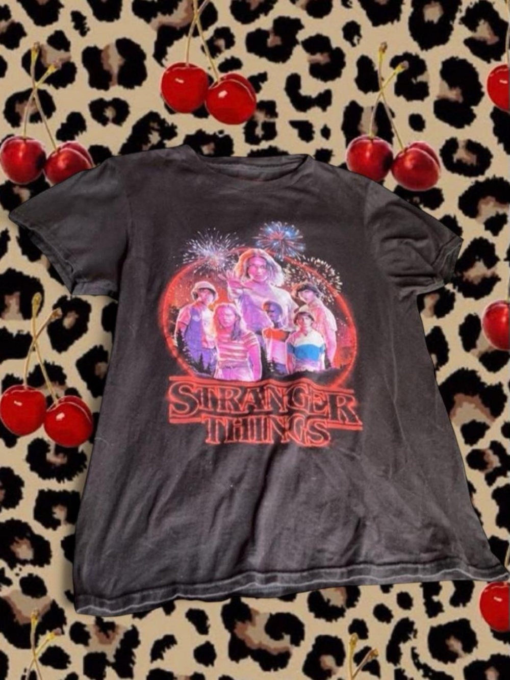 Black Stranger Things Graphic Short Sleeve Tee
